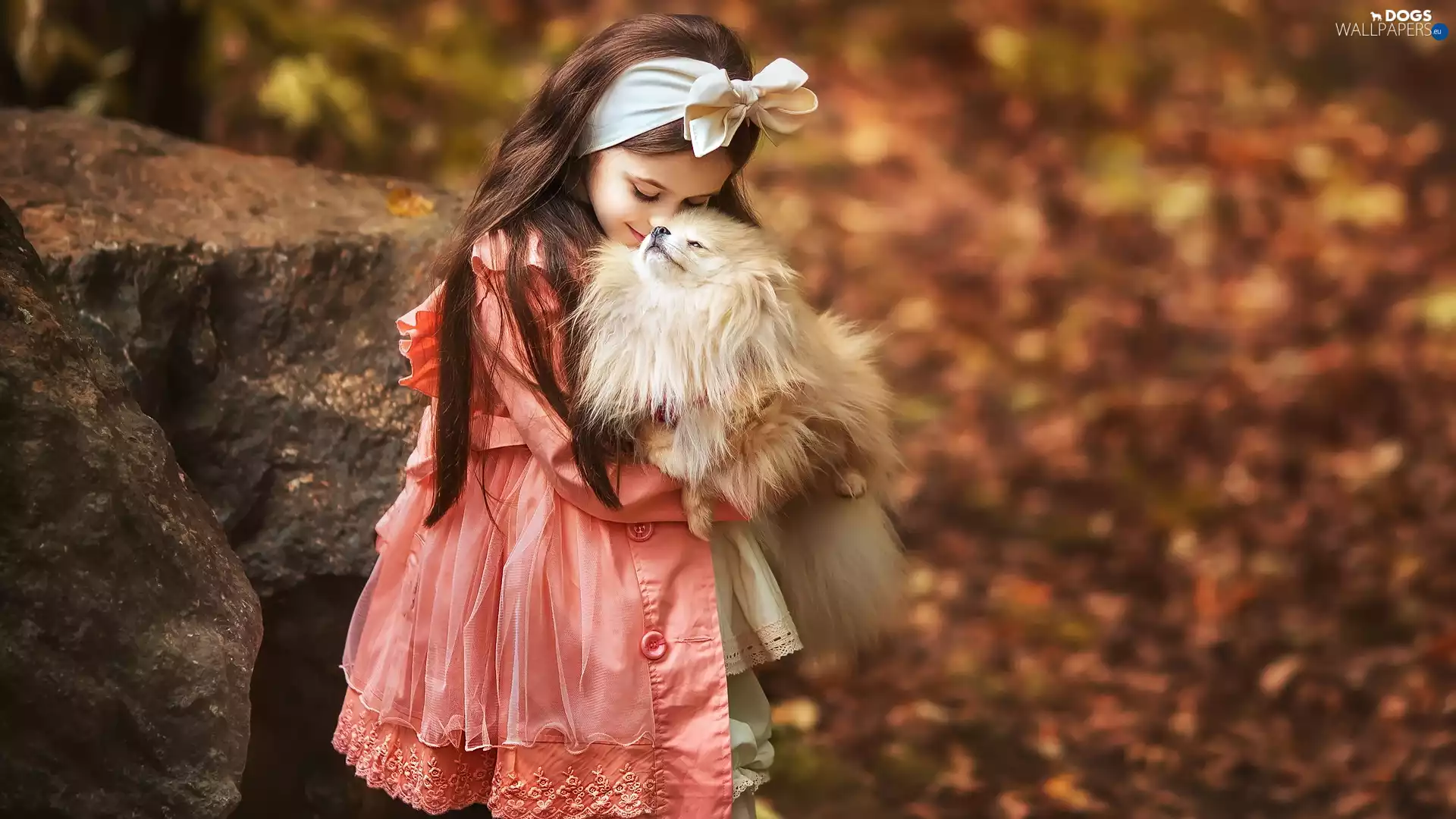 girl, dog, point, coat