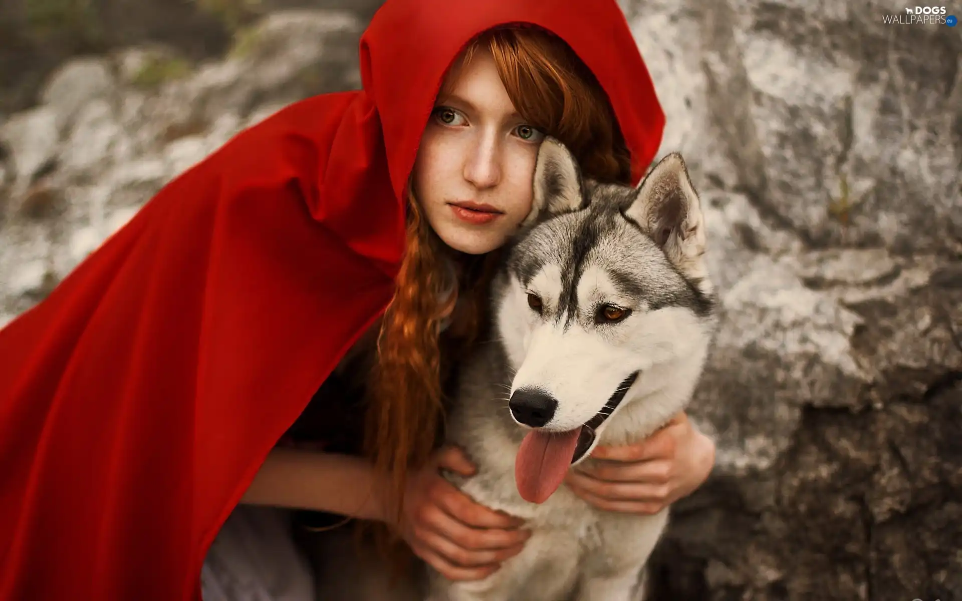 dog, cape, Women, Husky, red hot