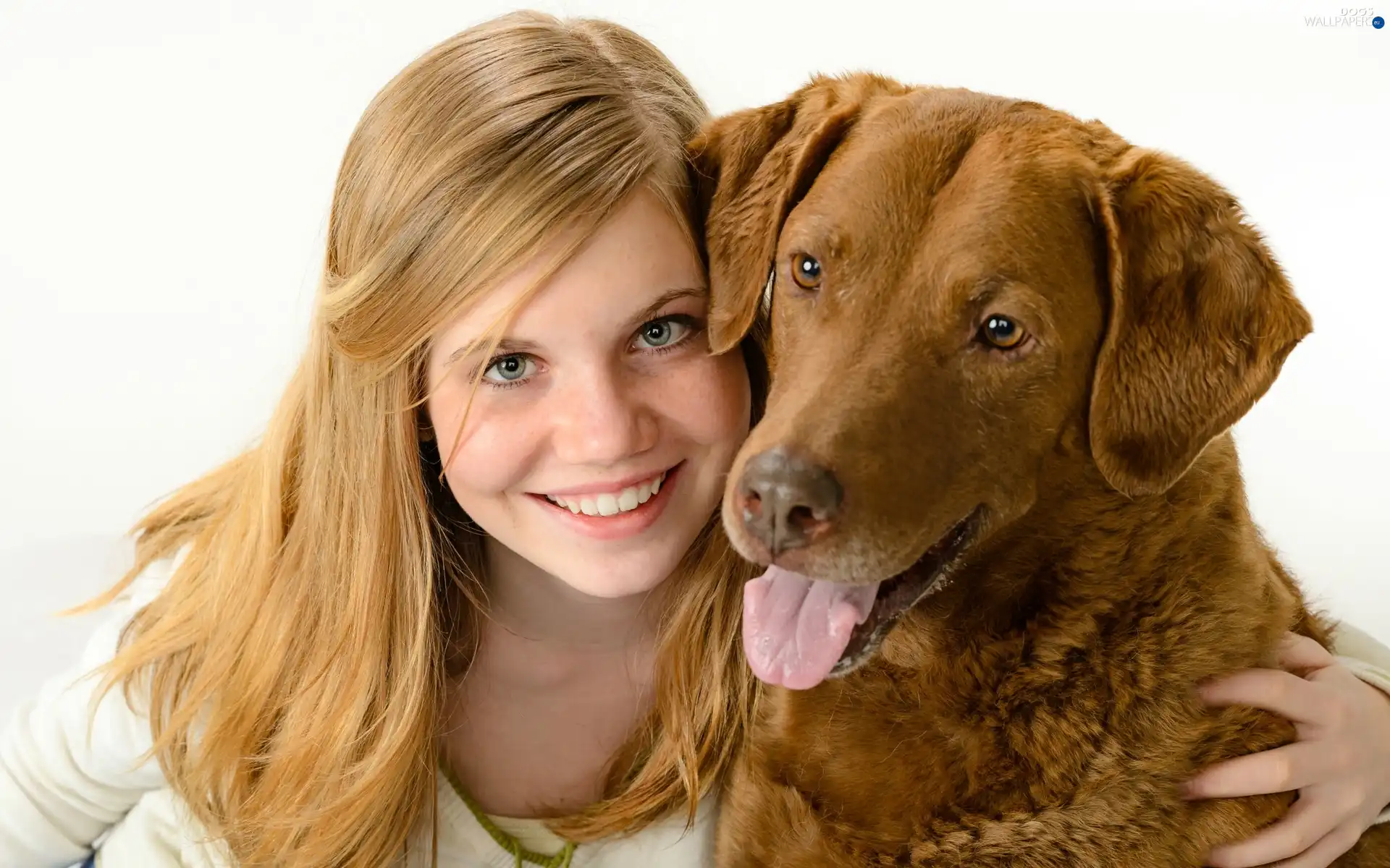 friendship, dog, smiling, girl