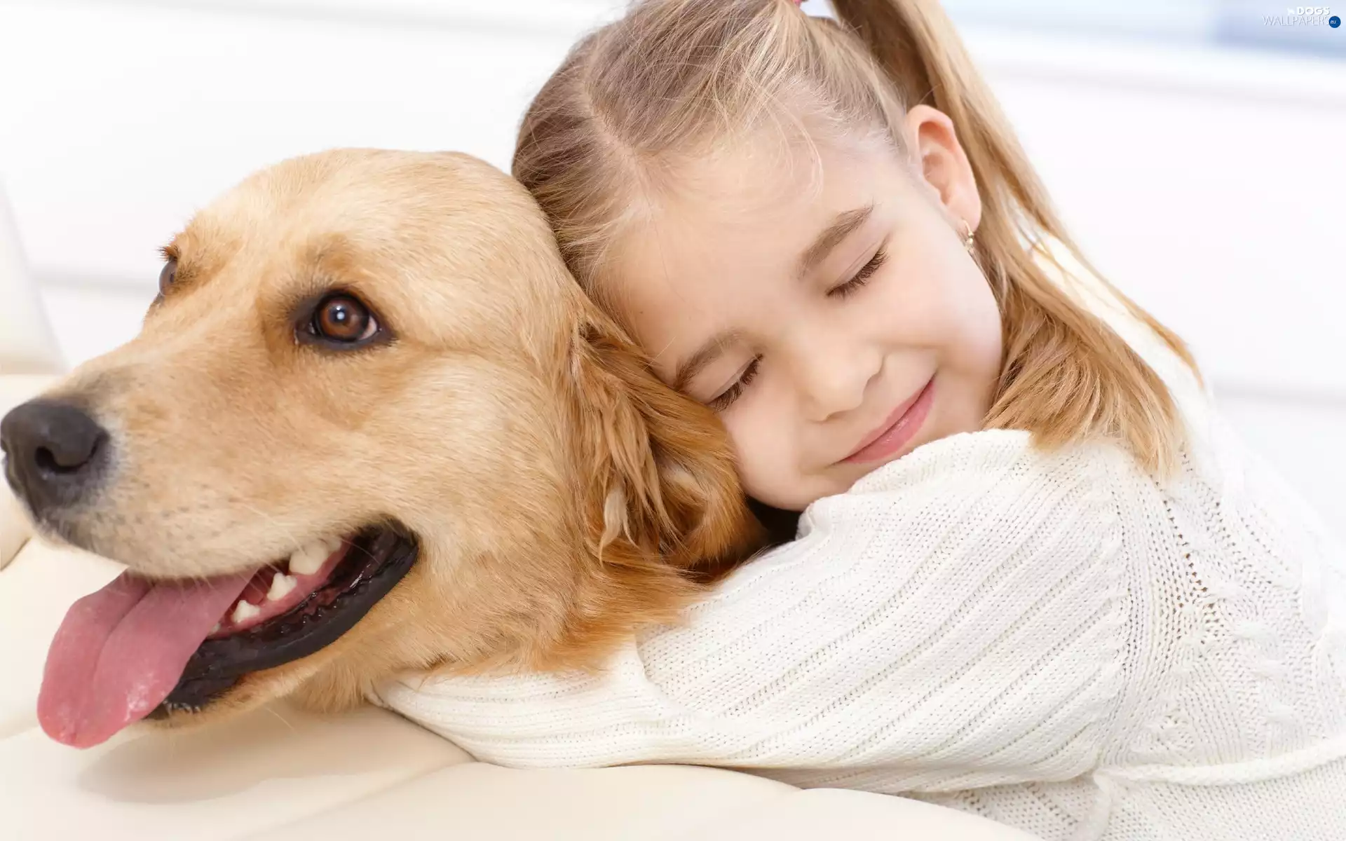 girl, retriever, friendship, golden