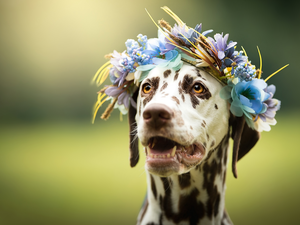 dog, muzzle, wreath, Dalmatian