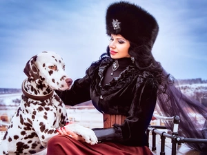 dog, Dalmatian, mode, style, Women