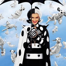 Dalmatians, puppies, Women, Umbrella