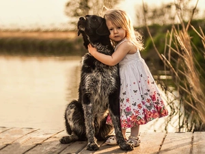 friendship, girl, dog