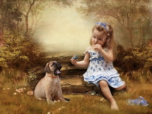 Leonberger, girl, puppie