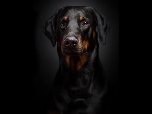 Doberman, Black, background, portrait