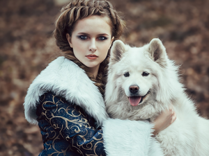 Samojed, Women, dog